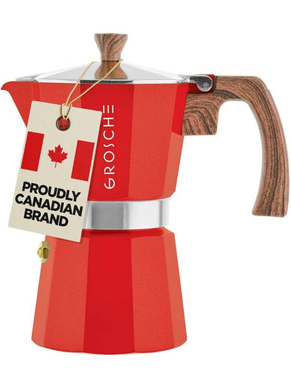 Stovetop Espresso Maker Moka Pot 6 Cup, 9.3 oz - Red Coffee Maker for Home